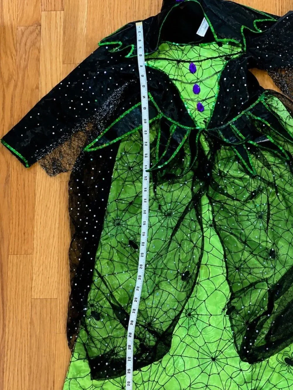 Kids Witch Costume Green, Black and Purple, Halloween, 7-8
